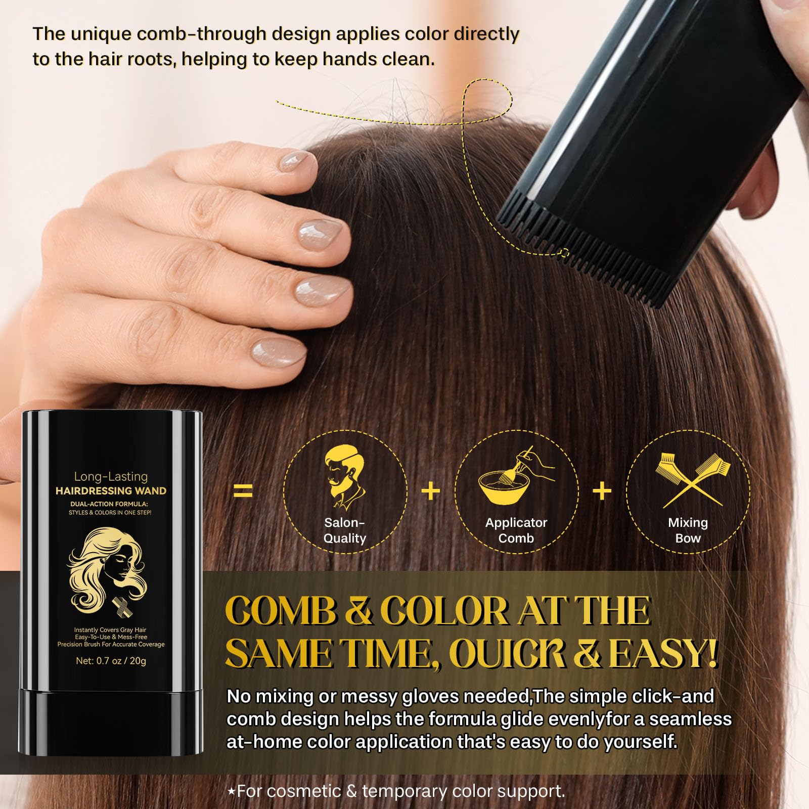 Two pack bundle of the LABJD instant hair coloring stick in light brown color.