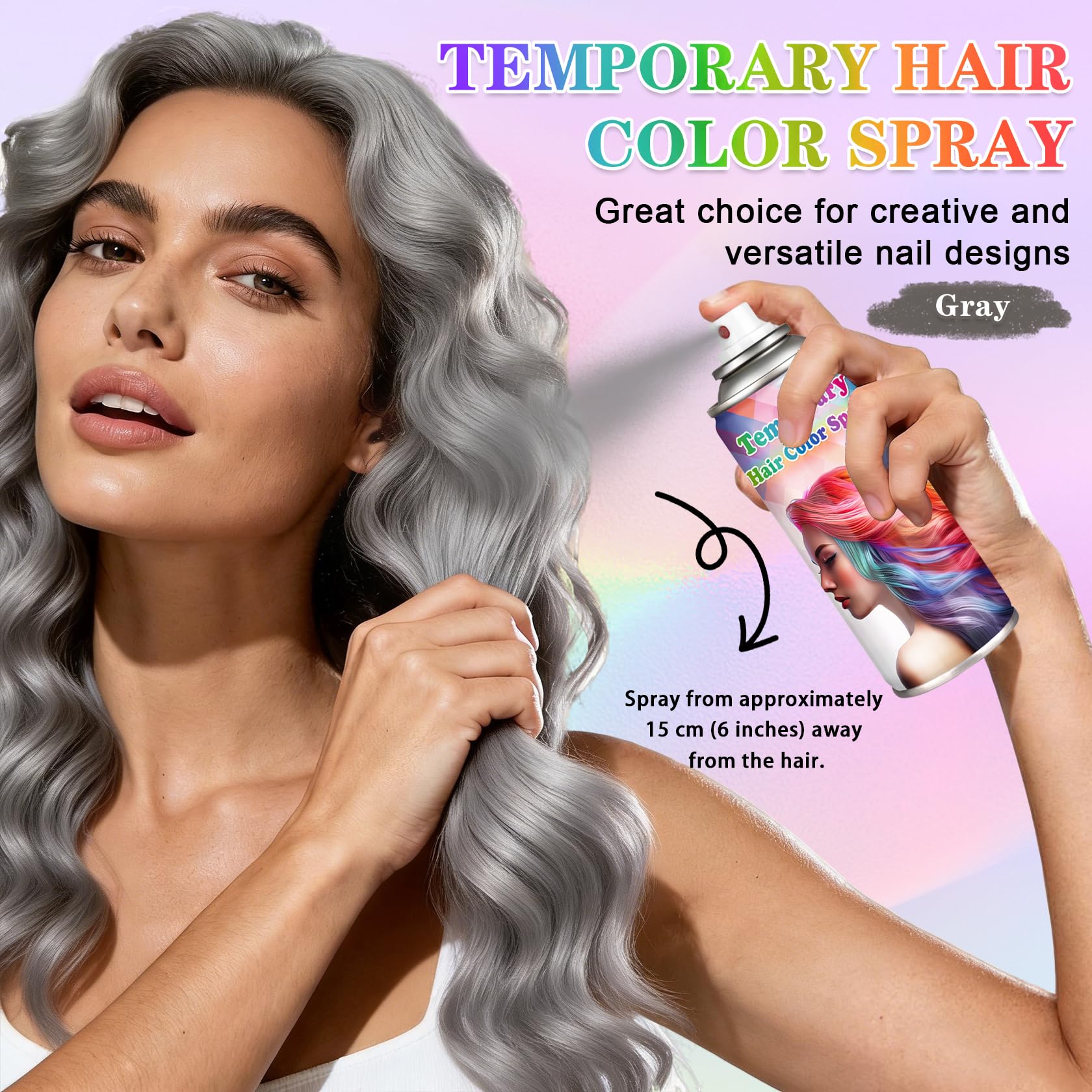 Washable one time use silver gray hair dye being applied to hair