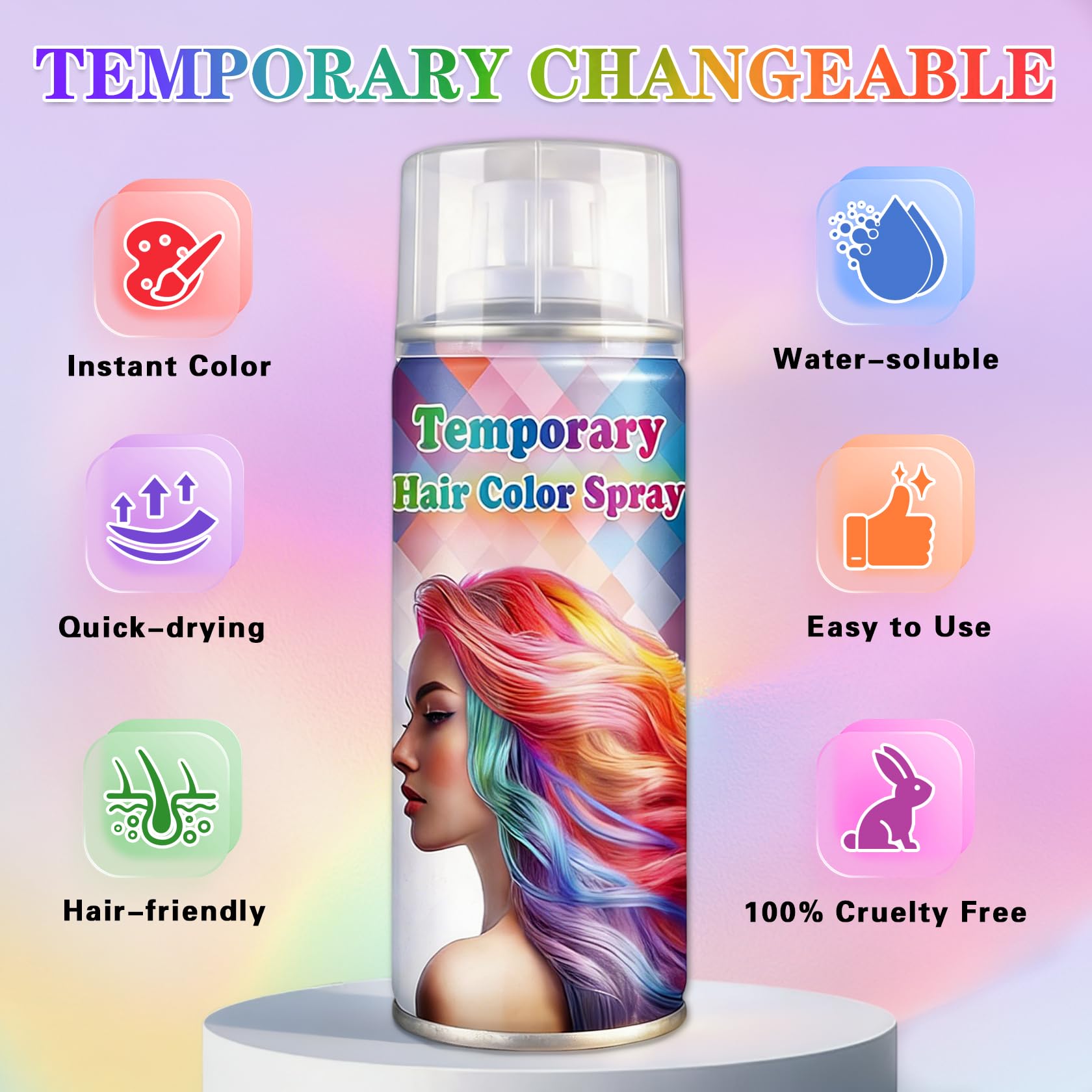 Quick drying gray hair color spray texture and mist presentation