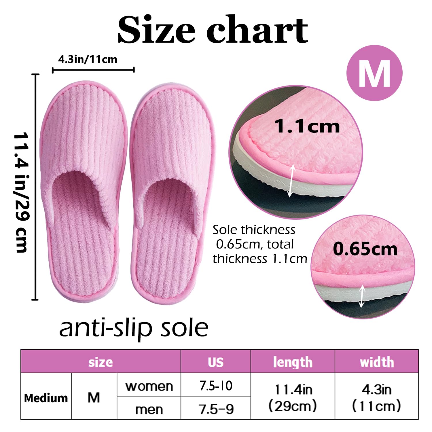 Non-slip sole view of LiliGloris guest slippers