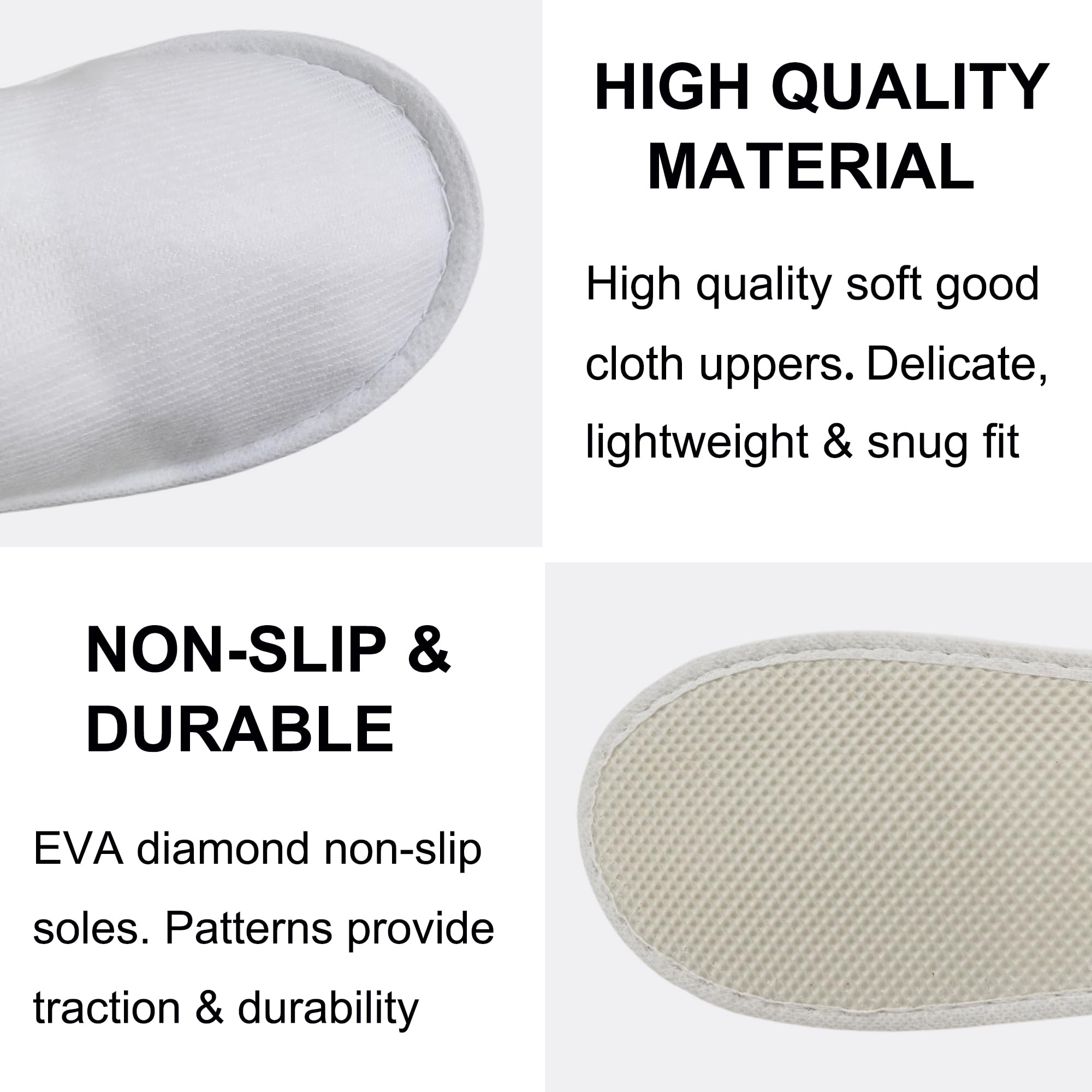 Non-slip EVA diamond sole view of disposable spa slippers