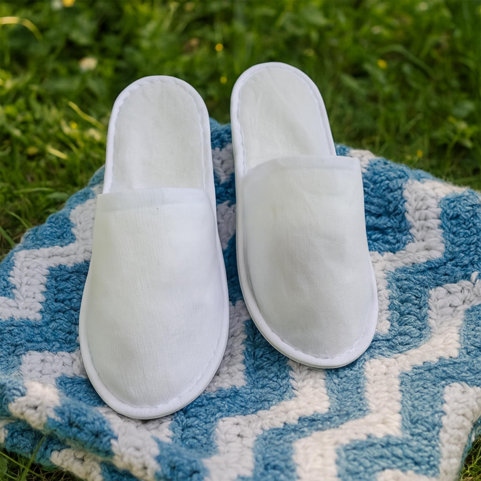 Individually wrapped disposable slippers for hotel and home guest use