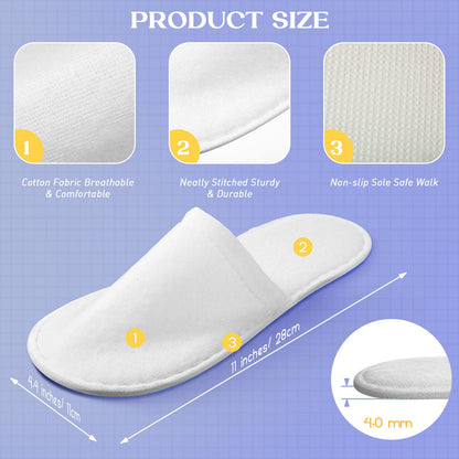 Individually wrapped disposable slippers for wedding guests.