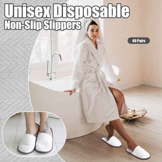 Bulk pack of 40 pairs of white hotel spa slippers