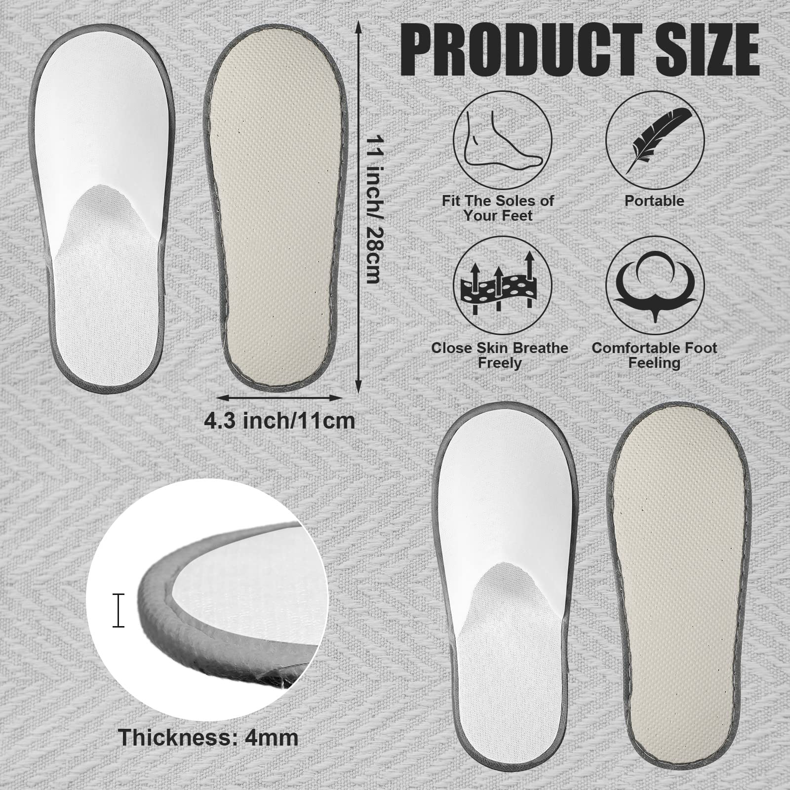 Close up of 4mm non-slip EVA sole on spa slippers
