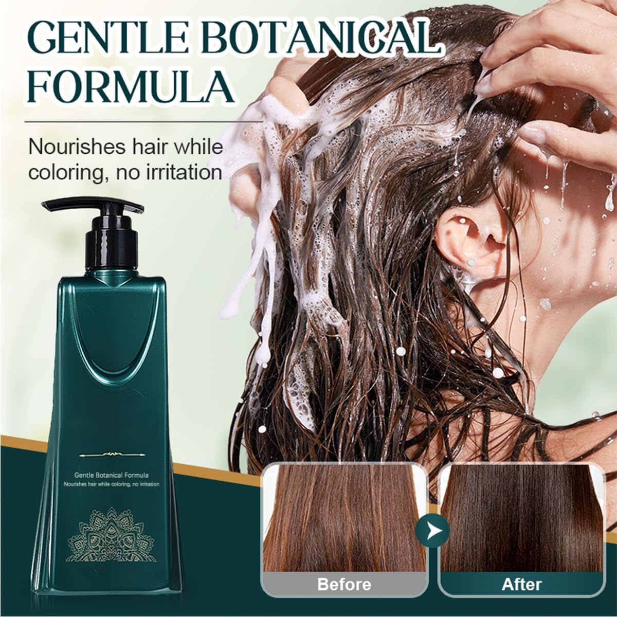 Close up of botanical hair dye formula applicator