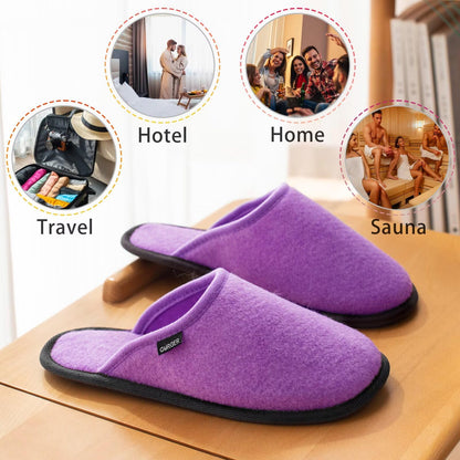 High quality felt fabric texture on Buguki slippers