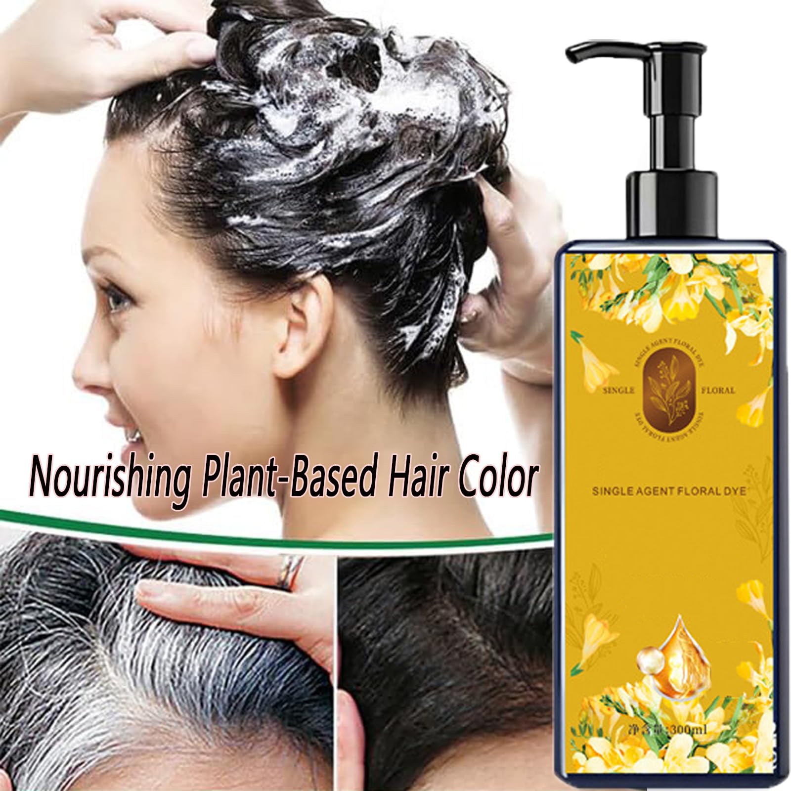 Chestnut Brown plant-based hair dye shampoo pump bottle