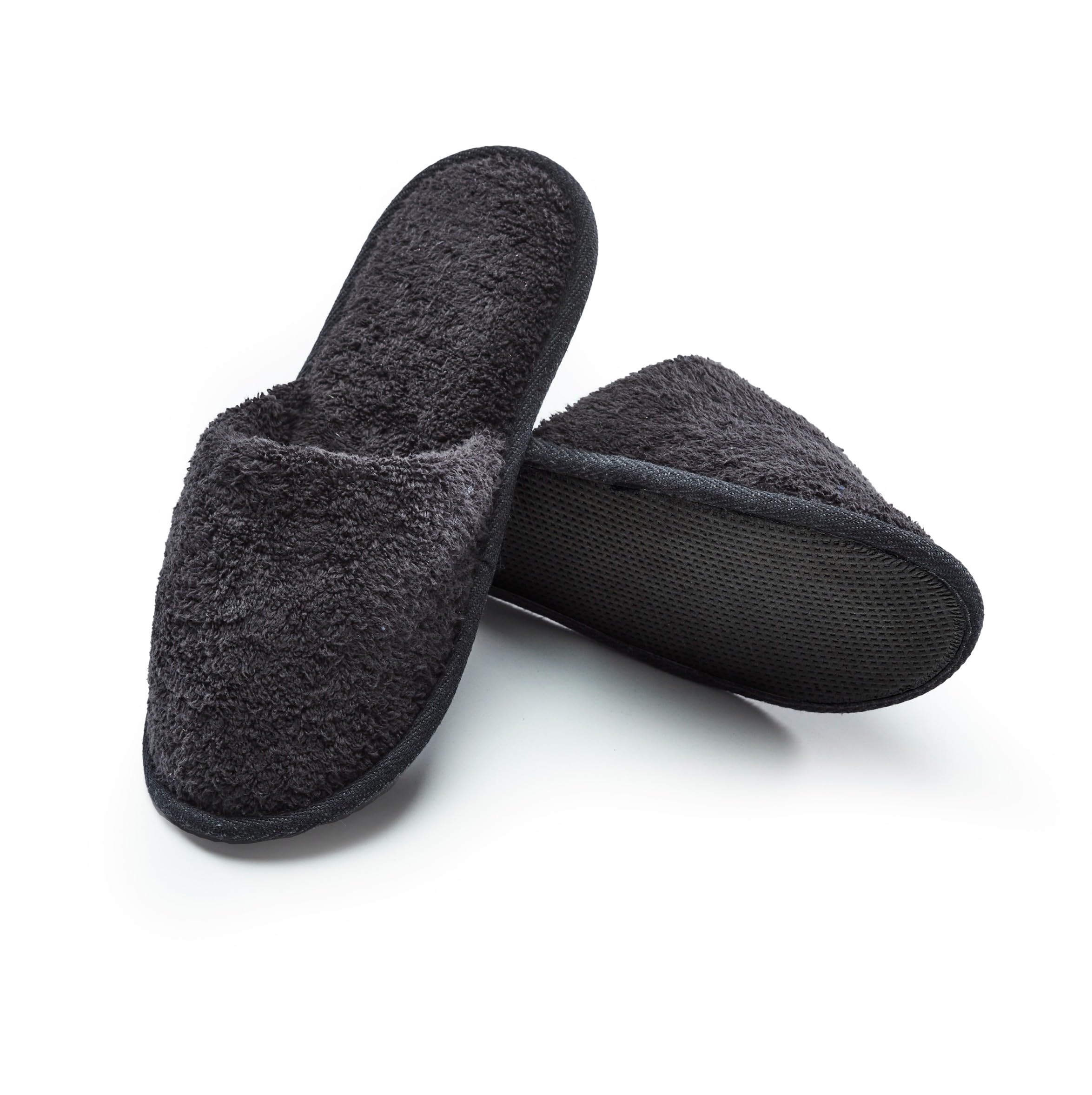Side view of Eskymode terry cloth slippers with EVA sole