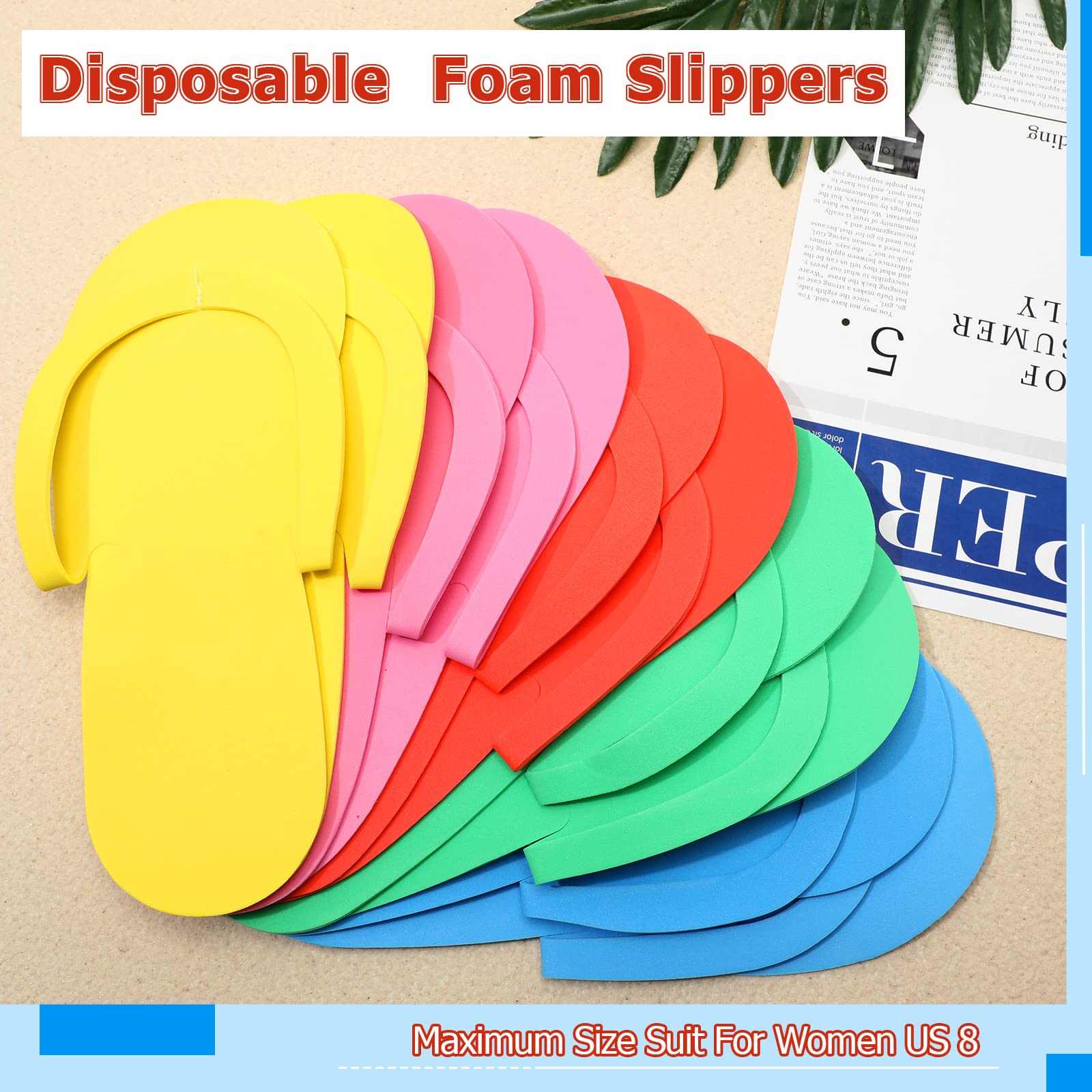 Model wearing JenPen blue foam disposable pedicure sandals