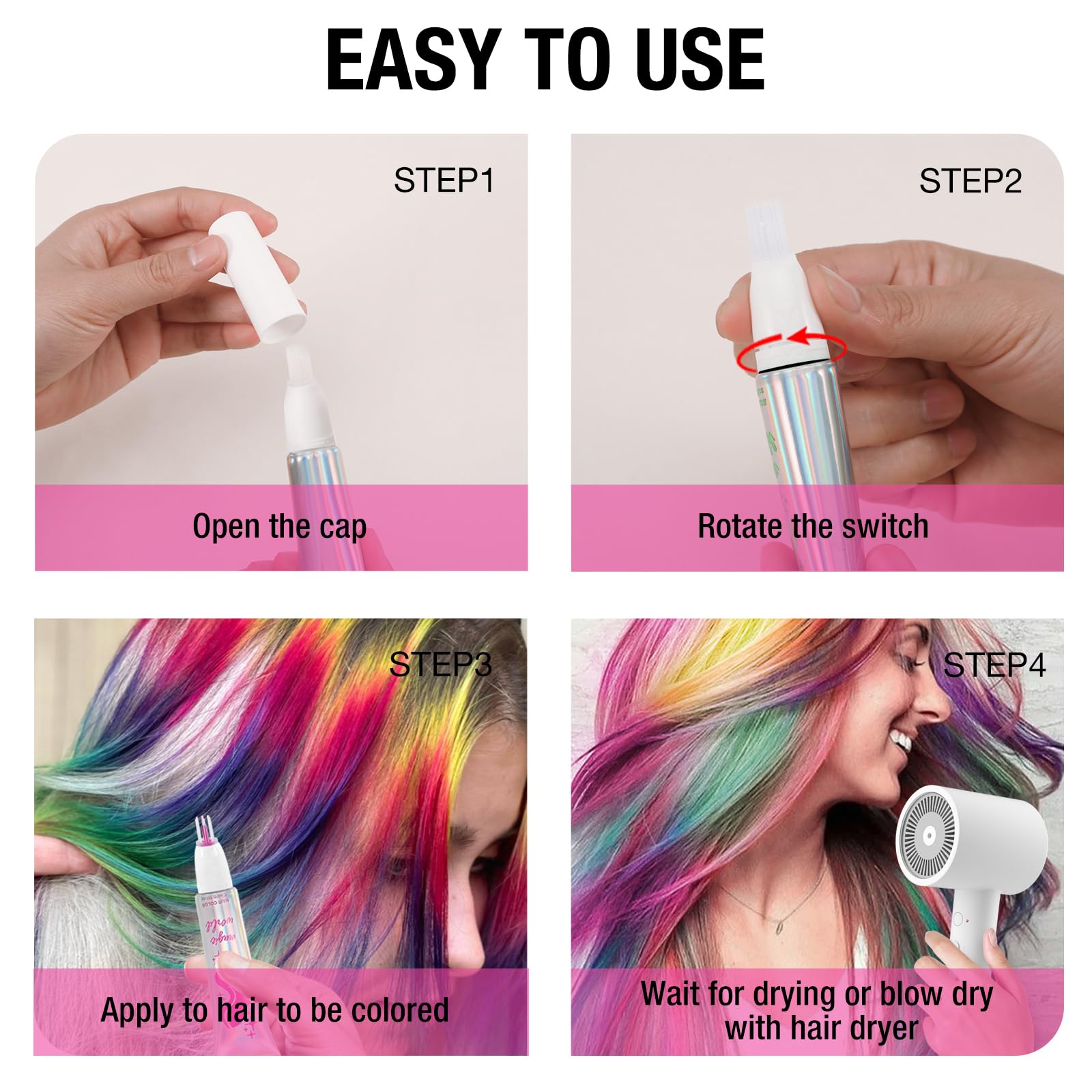 Back view of Geuufea hair color packaging with usage instructions