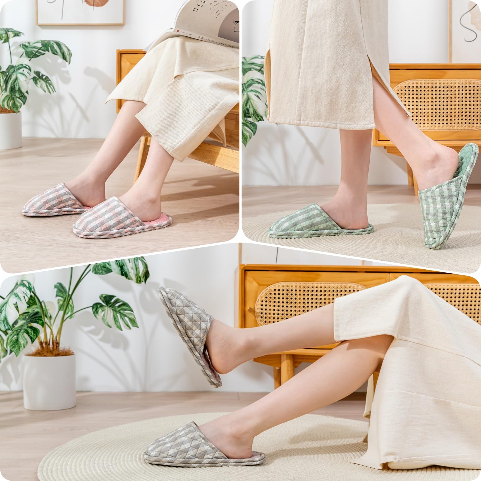 Folded Biroris indoor slippers for travel storage