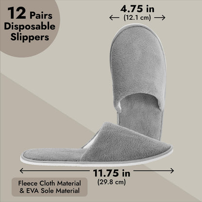 Side profile of the unisex gray fleece travel slippers highlighting the thick cushioned footbed construction.