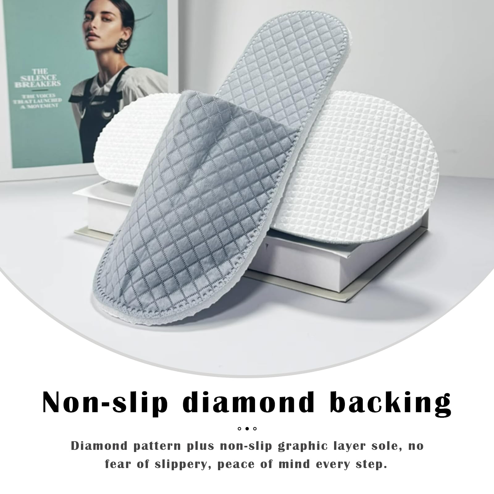 Close up of Frcctre disposable slipper non-slip EVA sole