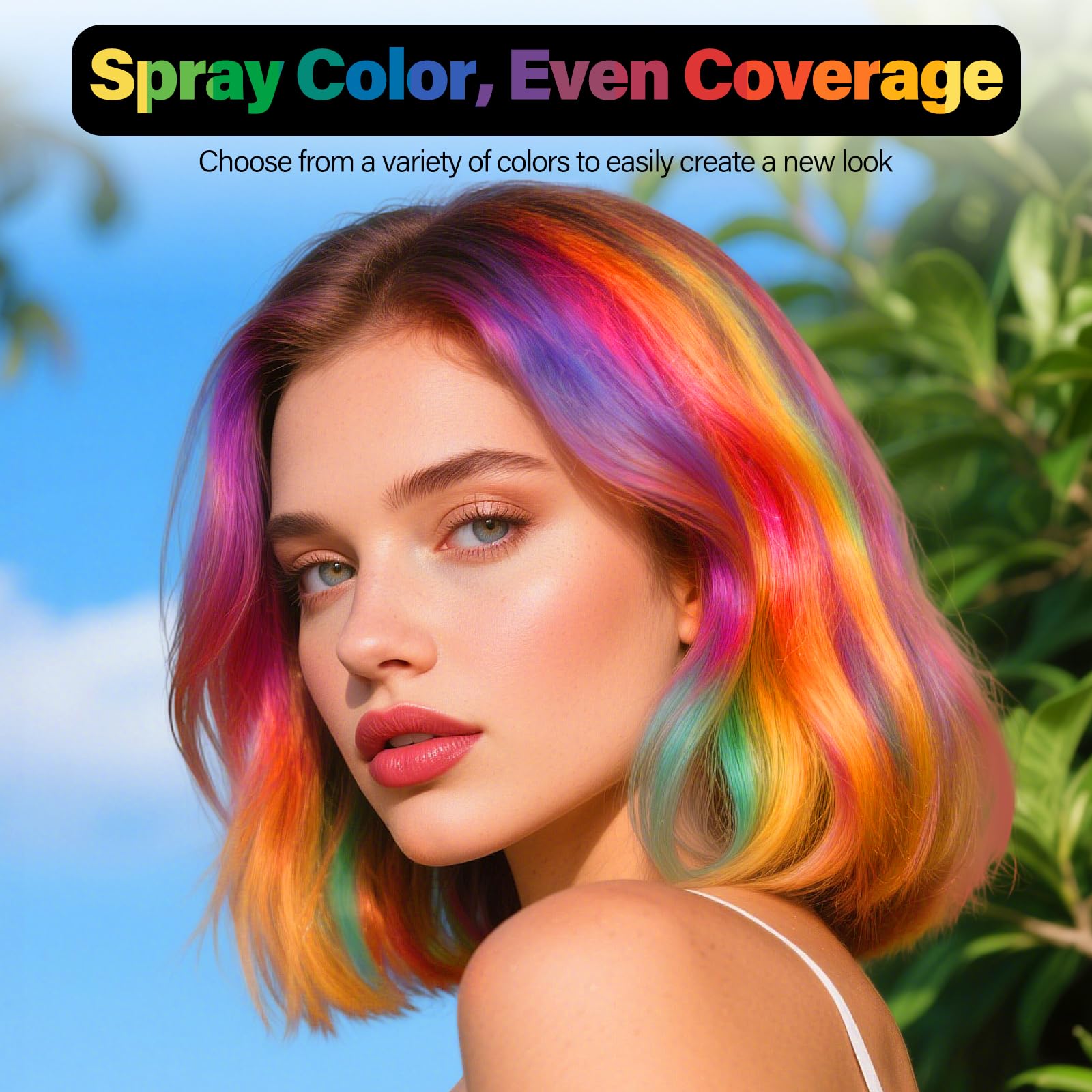 Woman applying Waybesty white temporary hair spray