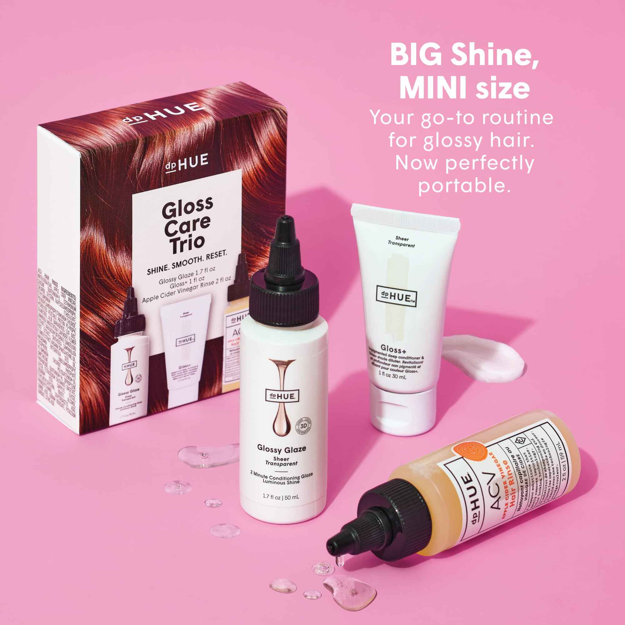 Dphue hair gloss and scalp rinse travel kit packaging