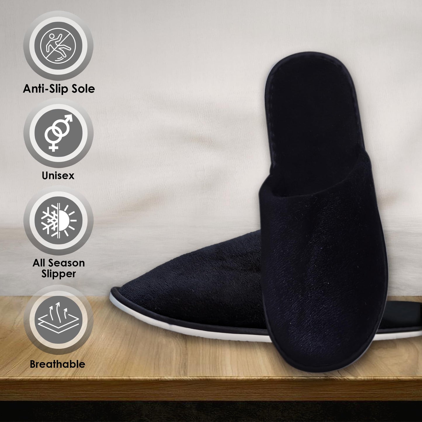 Fluffy white premium spa slippers with cushioned sole detail