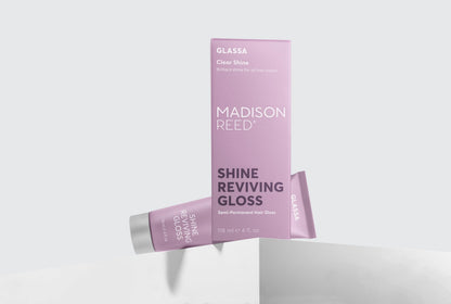 Madison Reed Glassa clear gloss results on hair