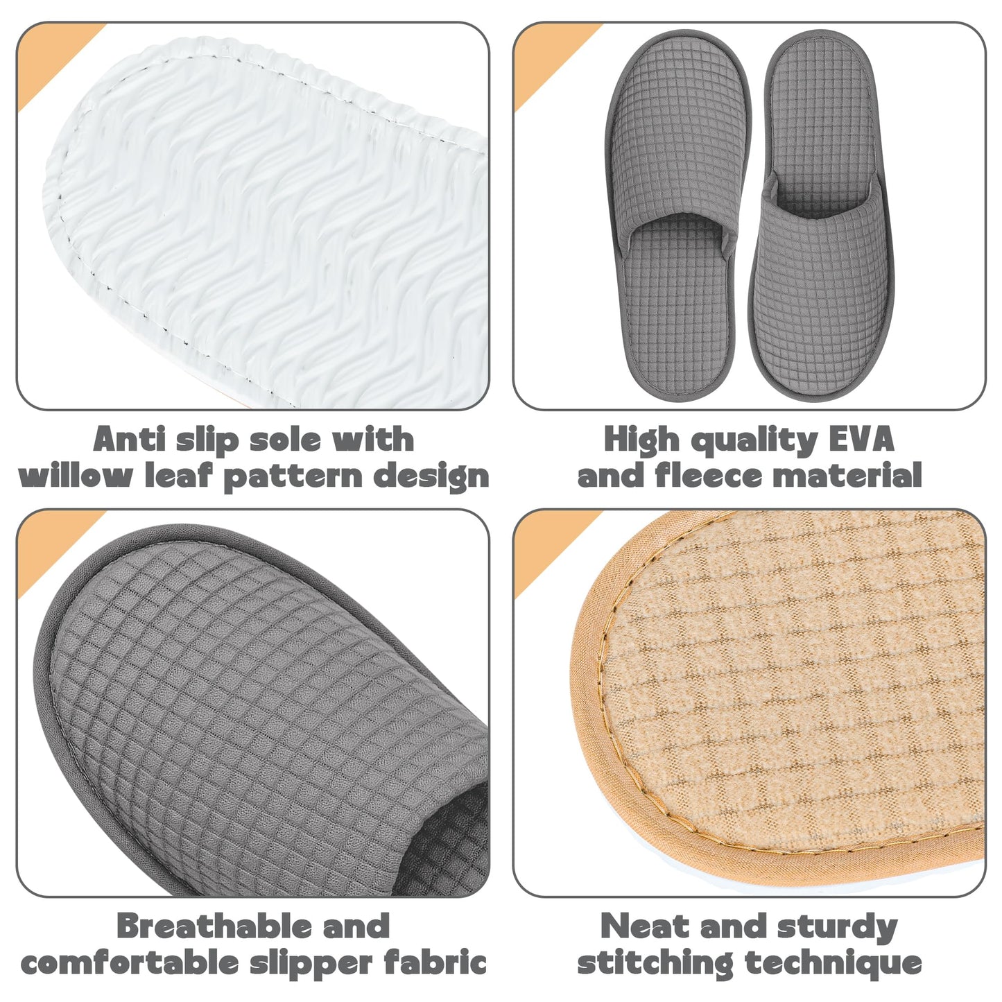 Soft breathable cushioned indoor house slippers for travel