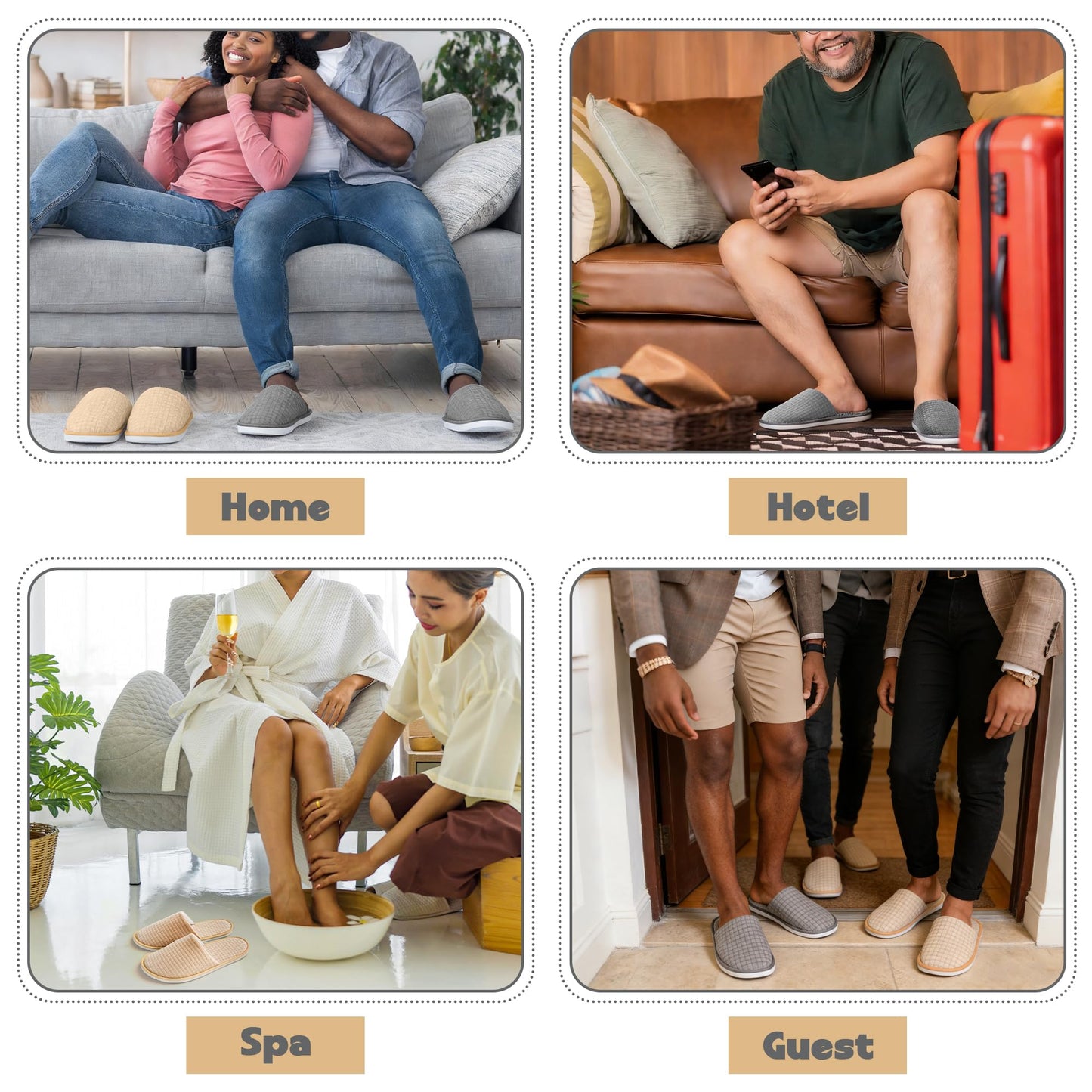 Side profile of cushioned hotel style disposable slippers