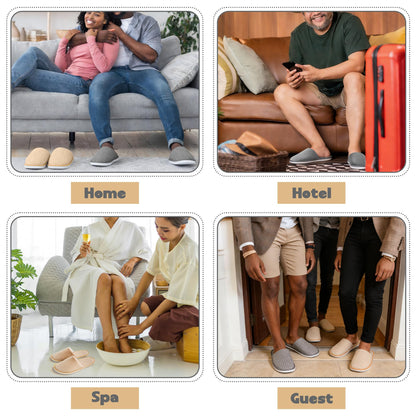 Side profile of cushioned hotel style disposable slippers