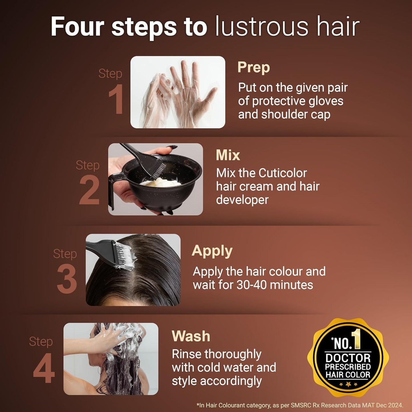 Close up of Cuticolor permanent hair color label and shade information