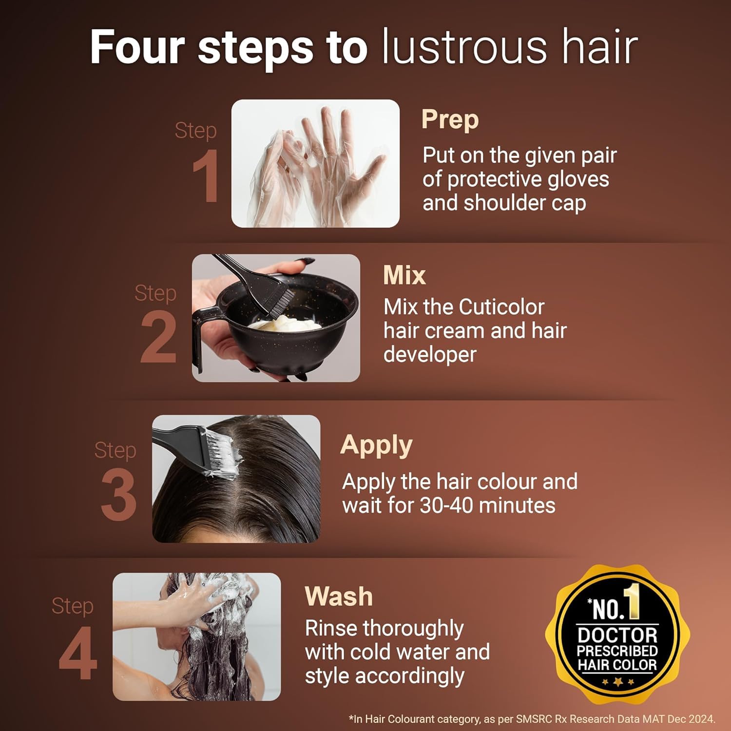 Close up of Cuticolor permanent hair color label and shade information