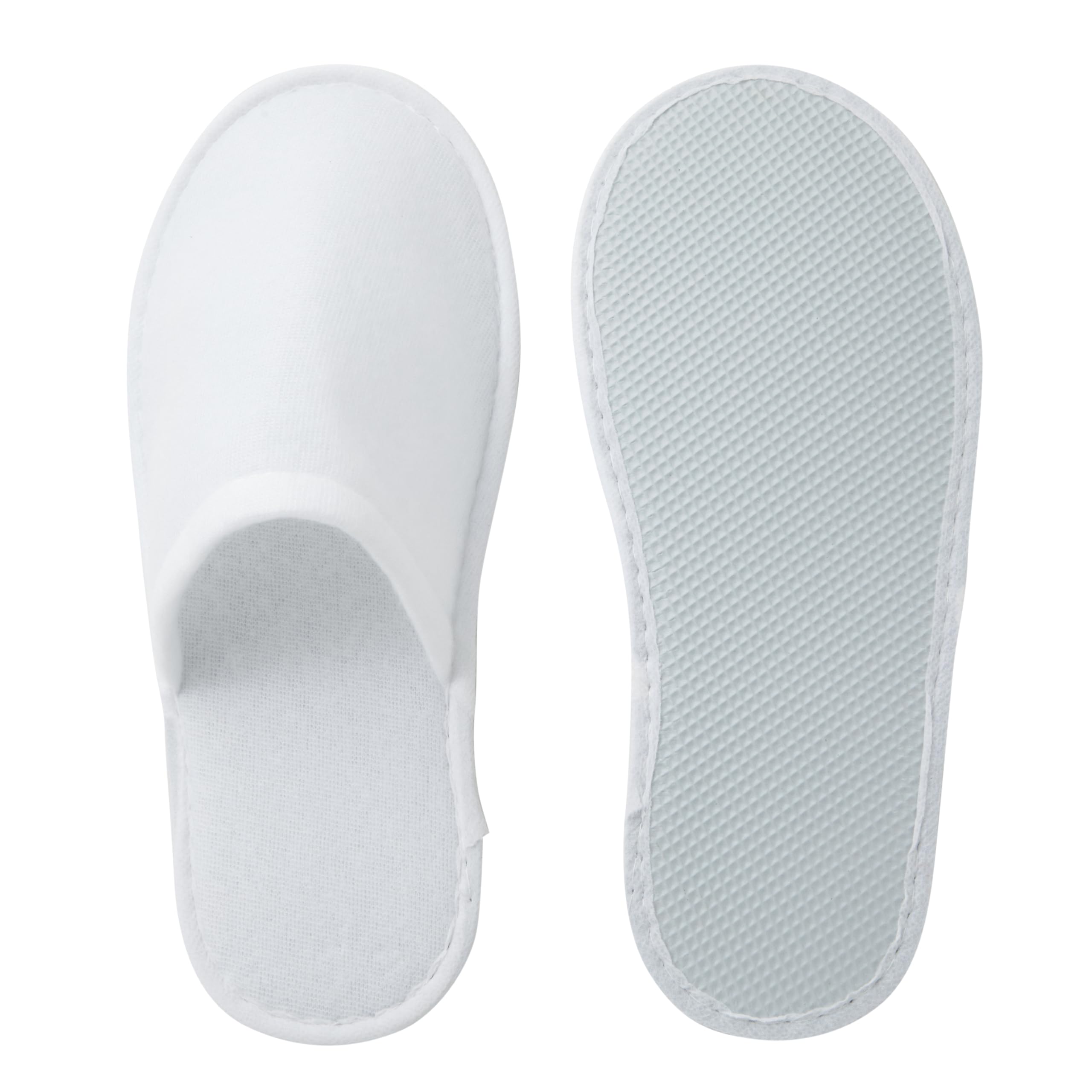 Juvale medium disposable slippers for men and women neatly arranged to demonstrate bulk packaging.