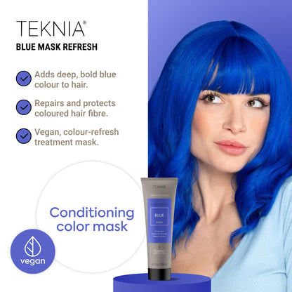 Side view of LakmÃ© Teknia blue hair mask tube