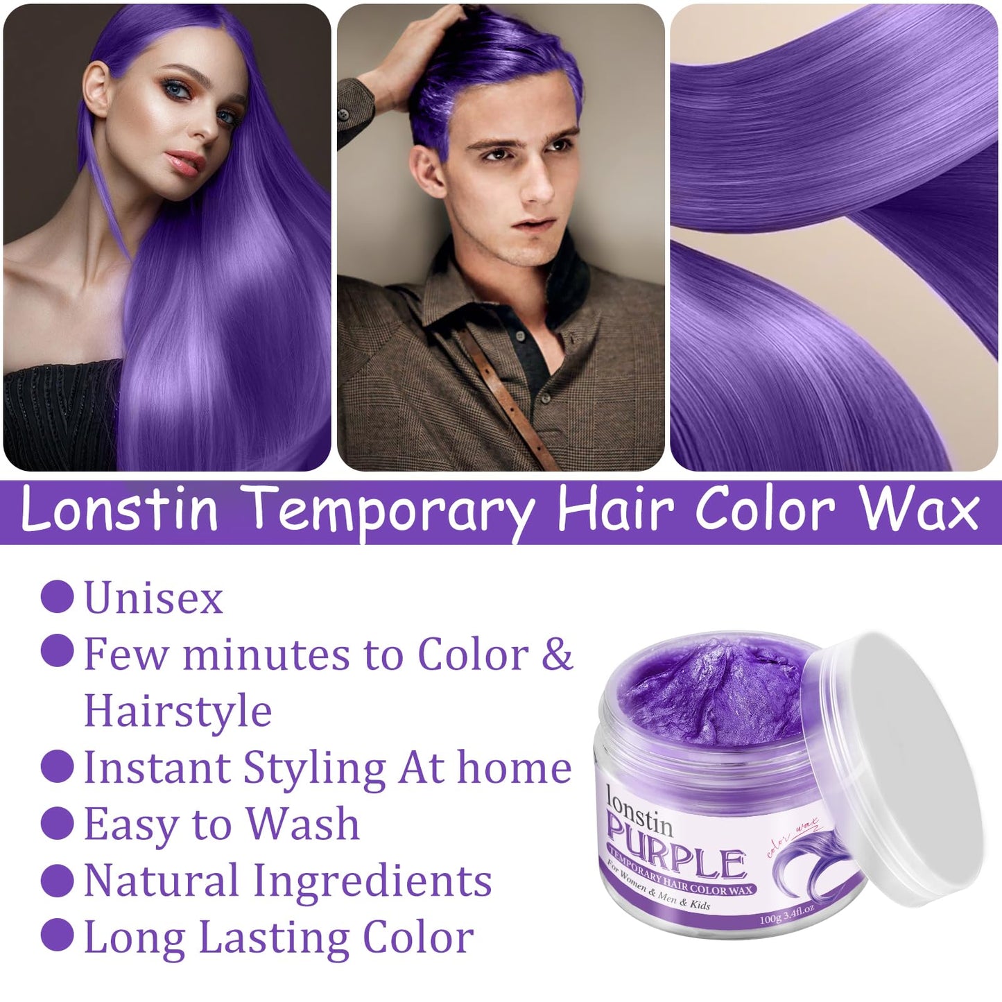 Close up of purple hair color wax texture for styling