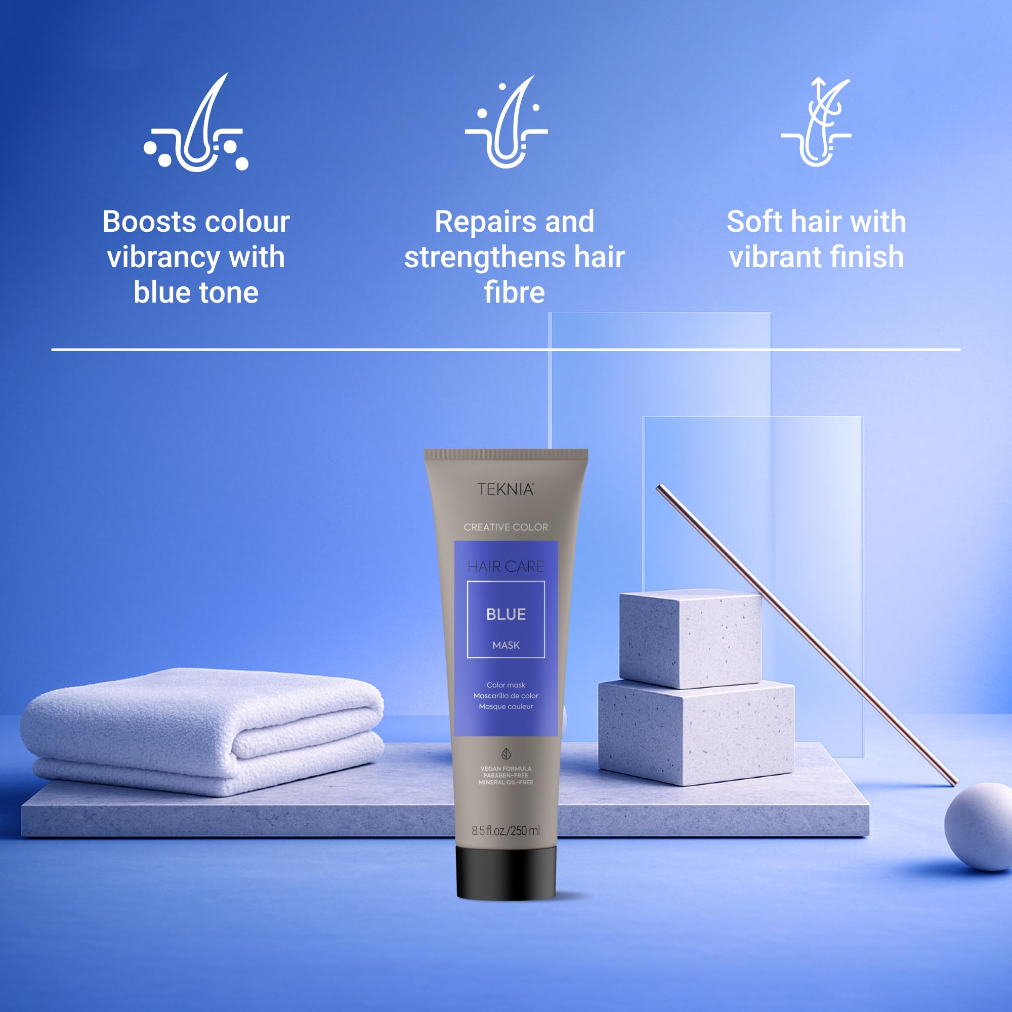 Back of LakmÃ© Teknia hair mask showing ingredients