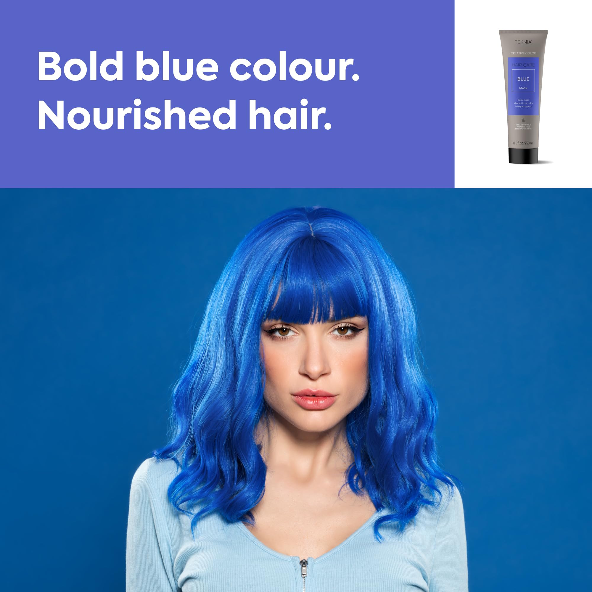 Professional hair care bottle LakmÃ© Teknia blue mask