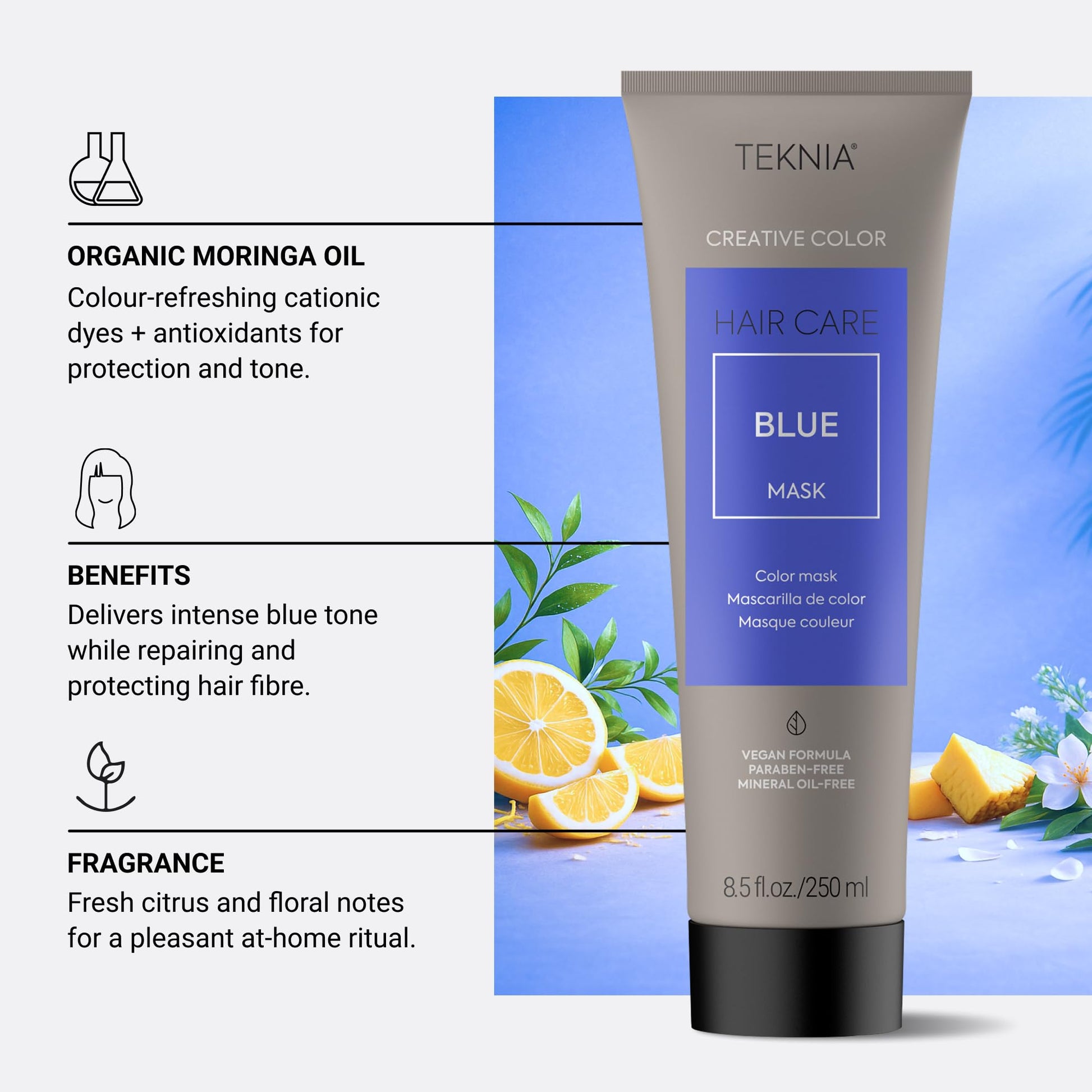 LakmÃ© Teknia blue hair mask branding detail