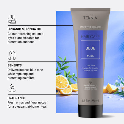 LakmÃ© Teknia blue hair mask branding detail