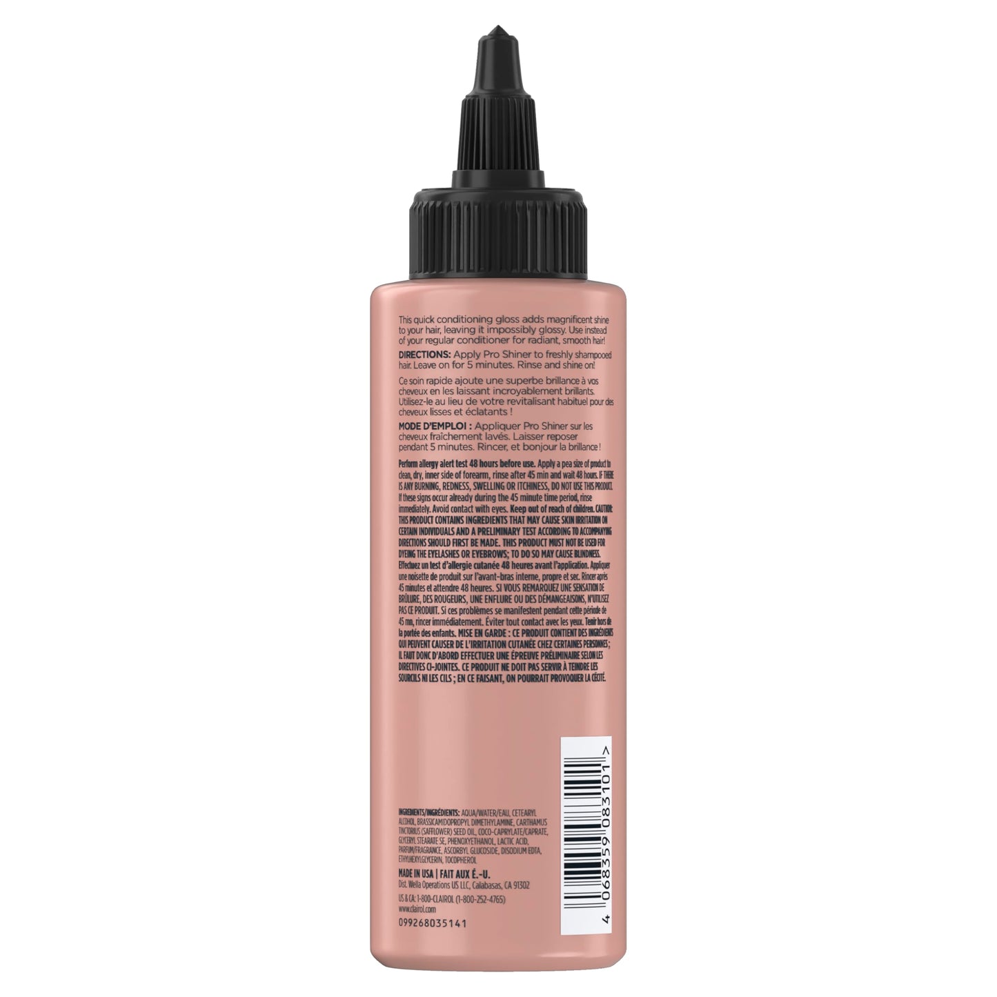 Clairol hair gloss treatment bottle showing 6.8 fluid ounce label