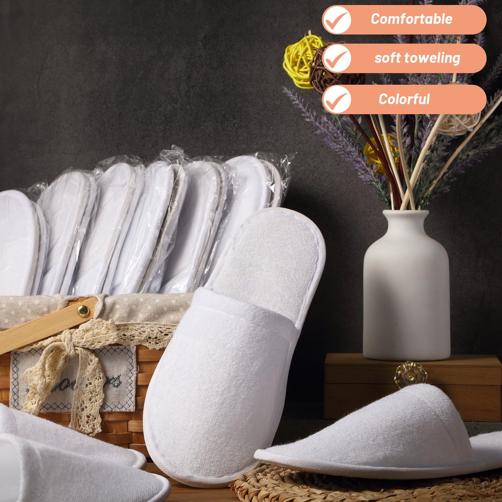 Bulk pack of 24 pairs Geyoga hotel spa slippers