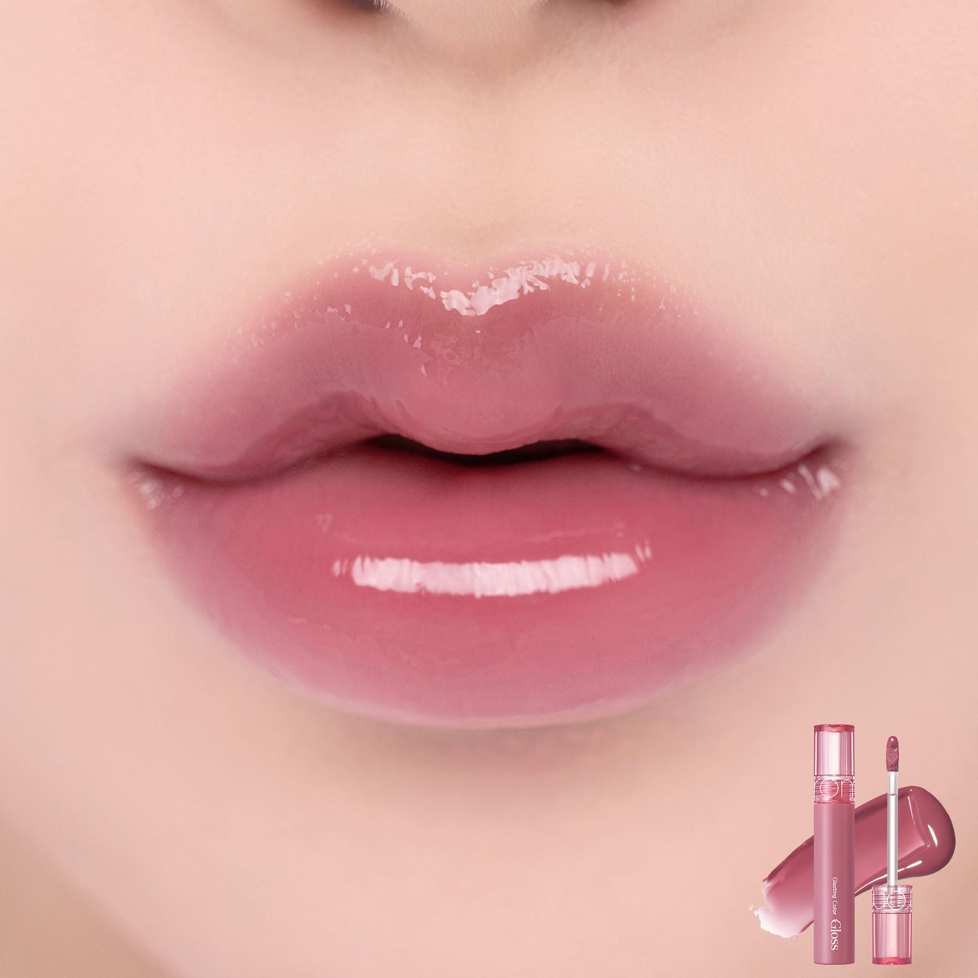 Rom&nd Glasting Color Gloss 08 Cherry Up lip swatch model
