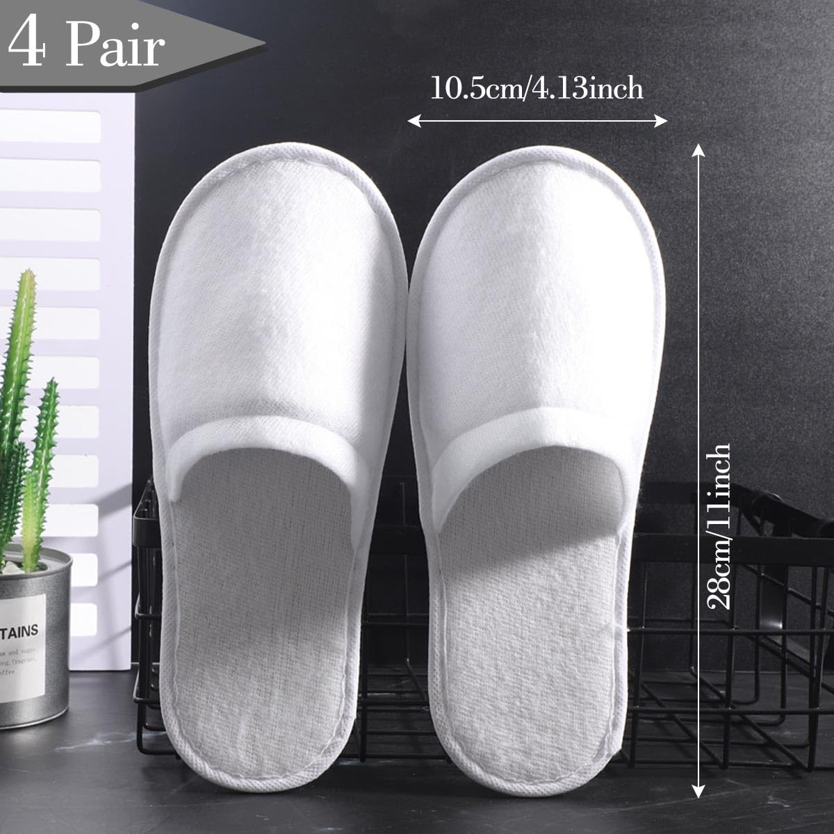 White closed-toe disposable slippers for spa and hotel