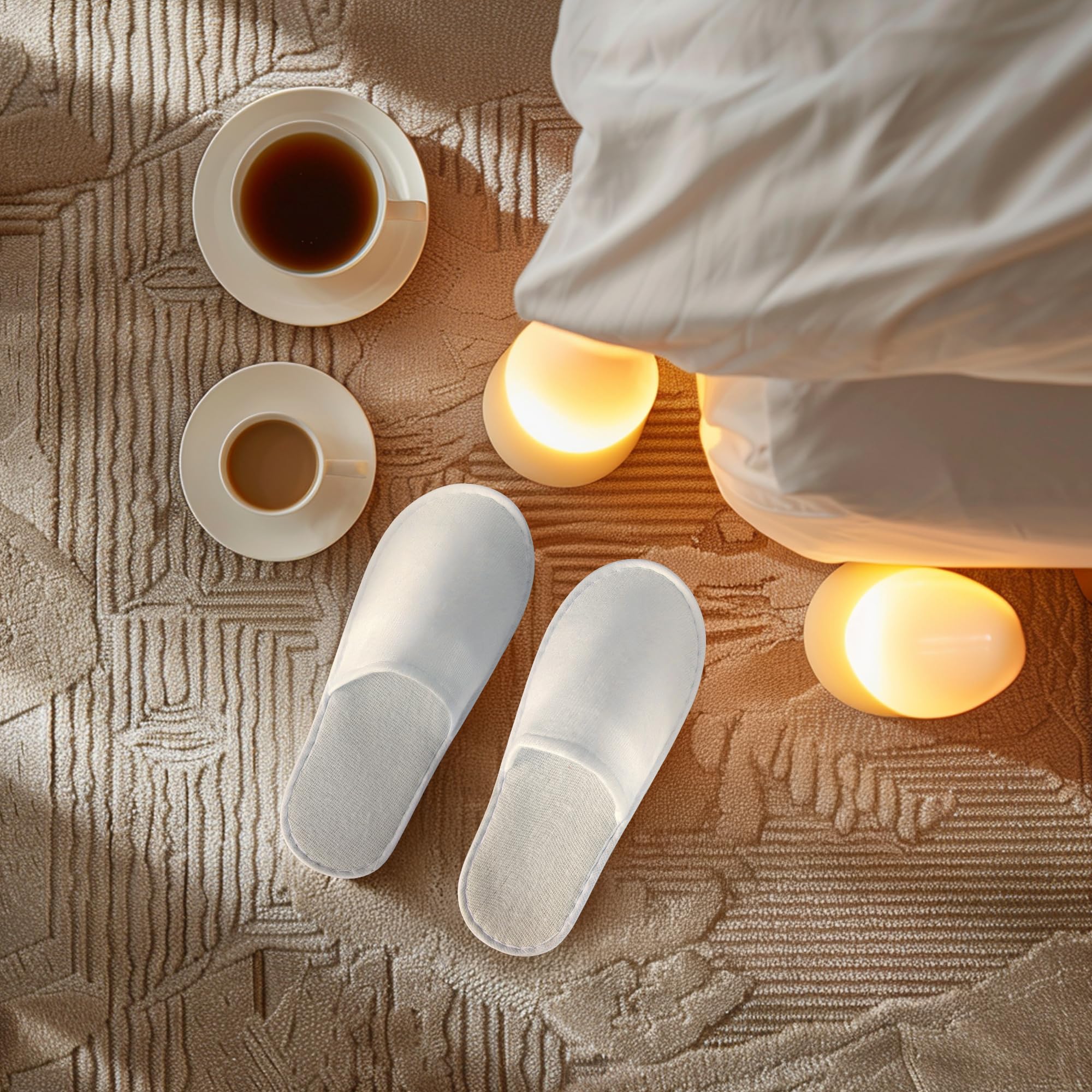 Individually wrapped disposable guest slippers for travel