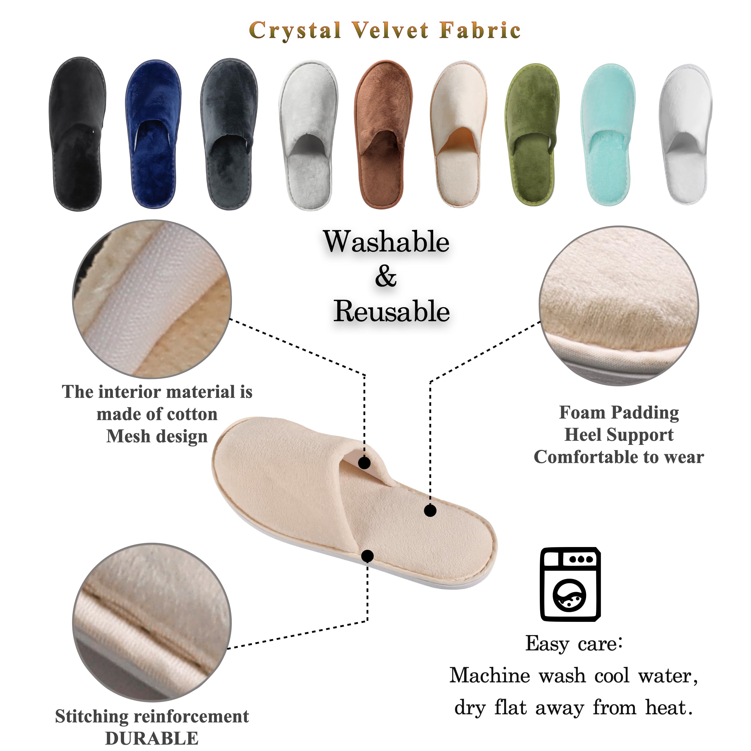 Ostadarra washable spa slippers with non slip sole