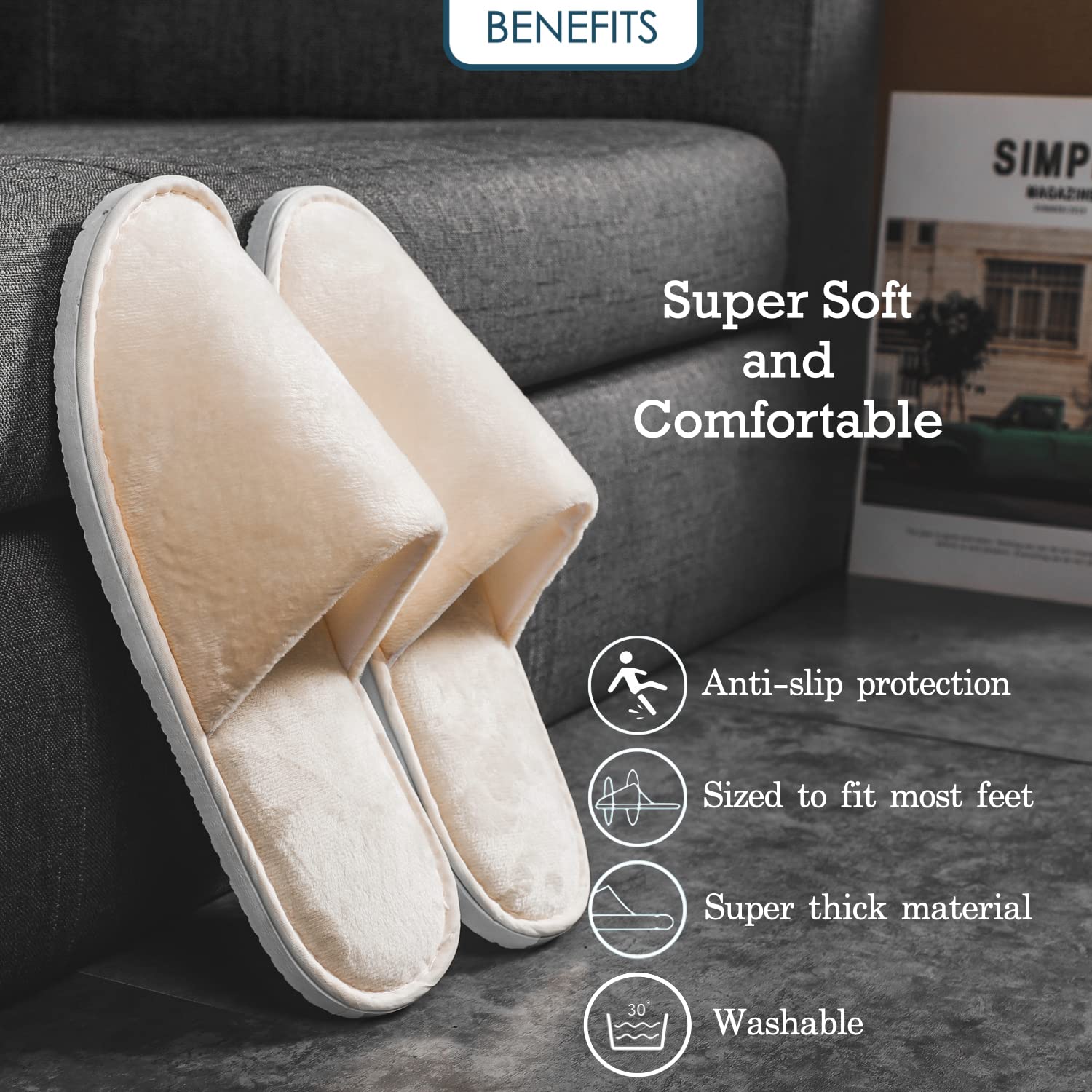 Close up of Ostadarra slipper soft velvet texture