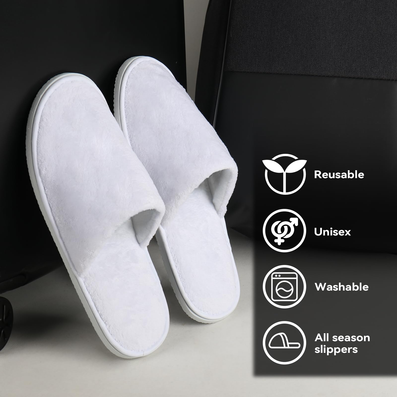 QatmMkt 10 pairs bulk guest slippers for spa and hotel use