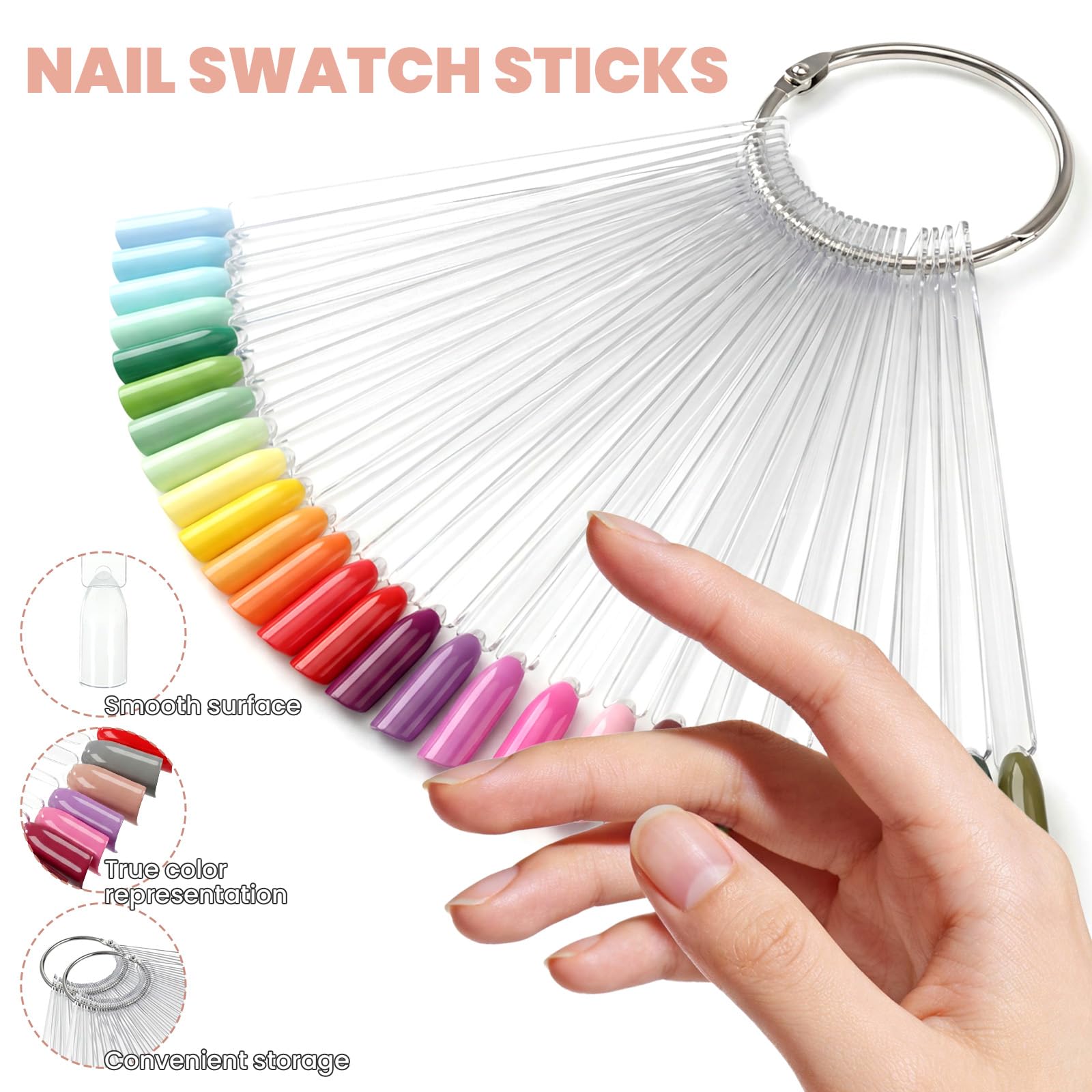 Close up of clear acrylic nail practice tips