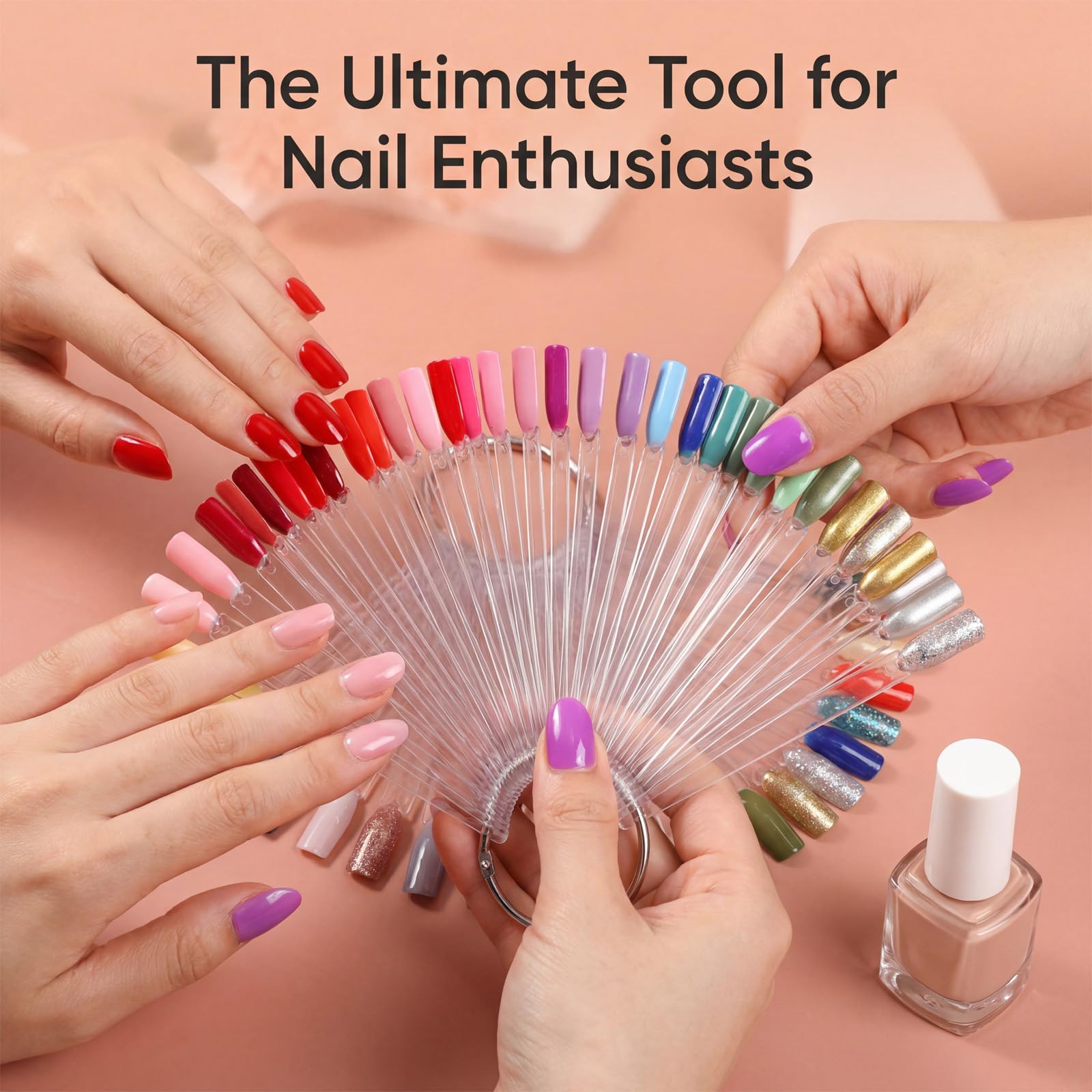 Clear nail polish color cards with ring holder