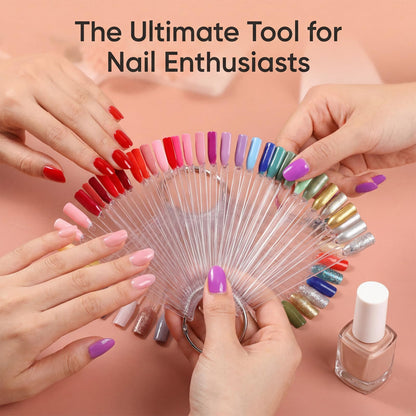 Clear nail polish color cards with ring holder
