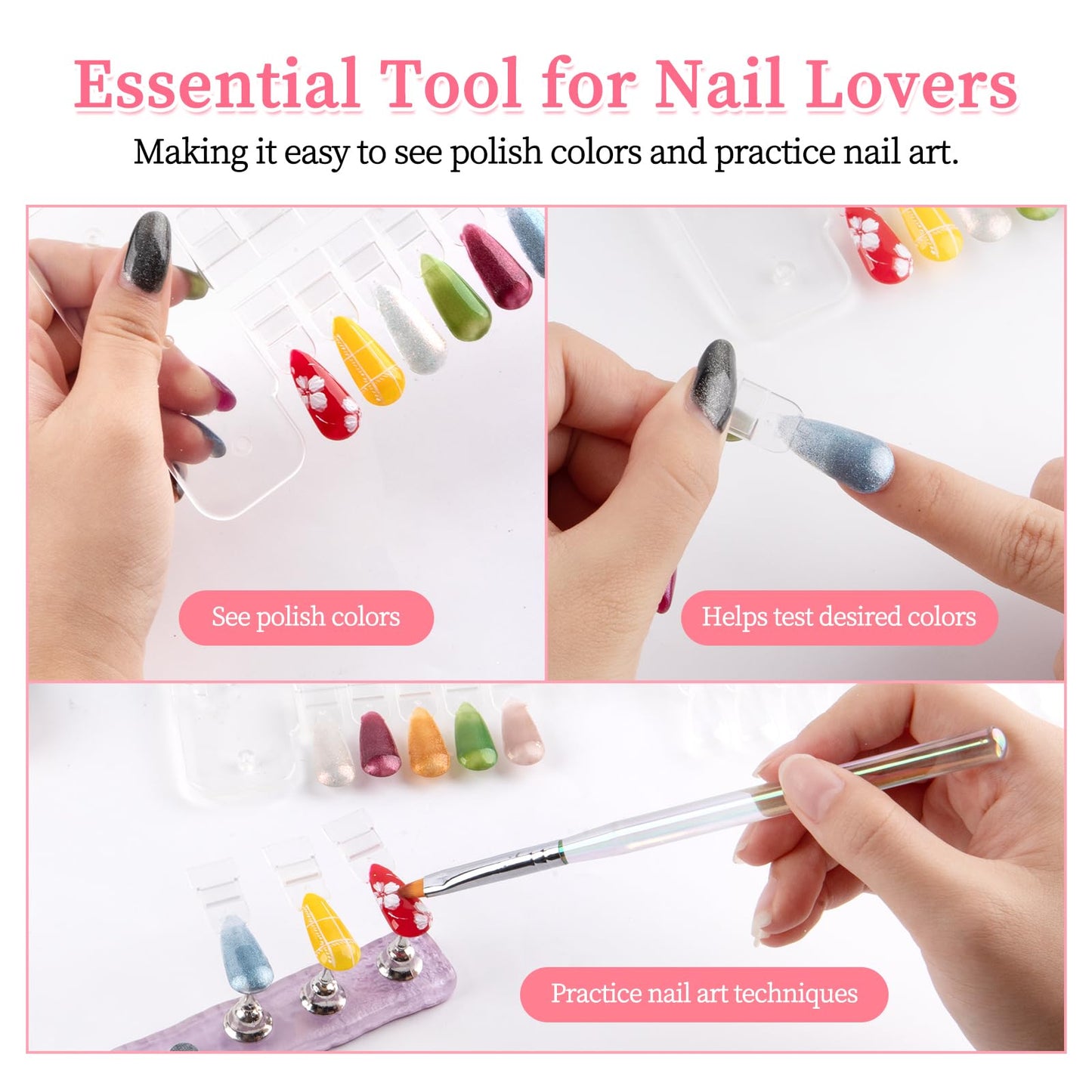 Compact nail polish swatch system for organized beauty storage