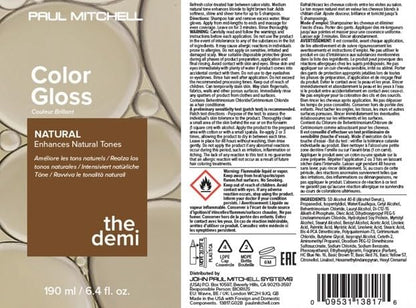 Back of bottle Paul Mitchell The Demi Color Gloss instructions