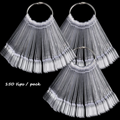 Fcozpjk nail swatch sticks fanned out on a metal ring for manicure organization