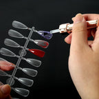 C12rtive nail color display tips arranged for easy color comparison