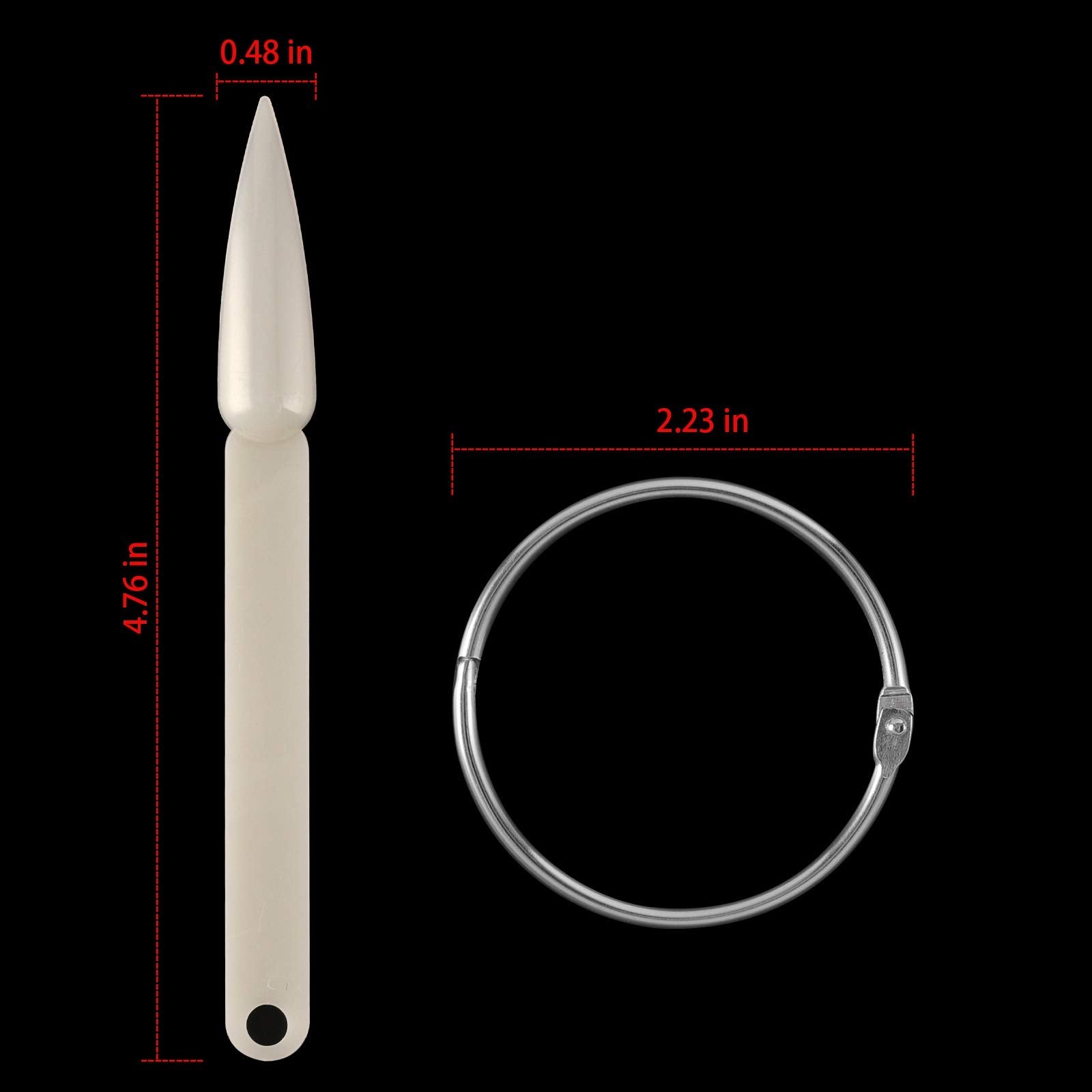 Stiletto shaped nail art practice tips for polish display